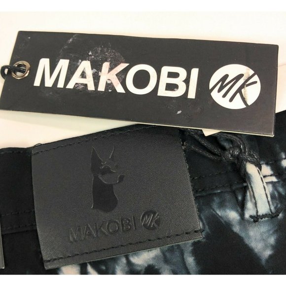 Makobi Mens 58x32 Black Acid Wash Tie Dye Straight Leg Casual Pants Flap Pockets - Picture 12 of 12